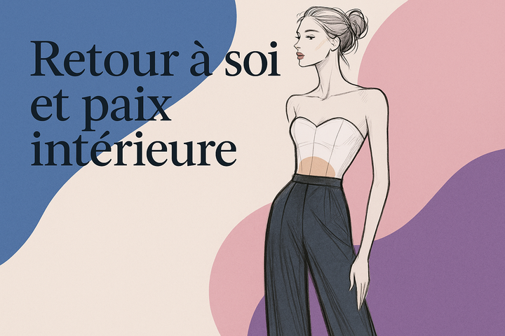 Illustration minimaliste d’une femme stylisée, symbolisant la libération de soi et l’apaisement retrouvés après une déconstruction profonde.