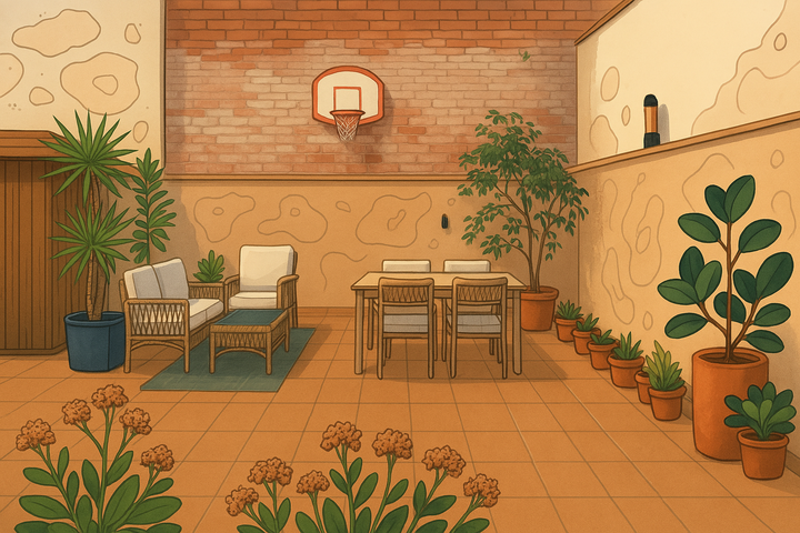 Ma terrasse transformée en dessin par IA